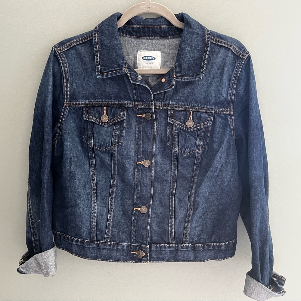 Old Navy Women’s Dark Wash Jean Jacket, Size Large
